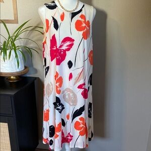 Anne Klein Orange and Blue Sleeveless Midi Sundress